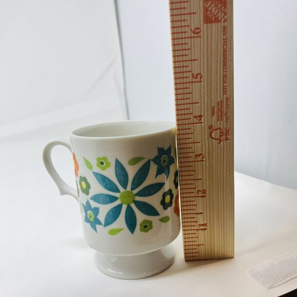 Vintage Retro Groovy Flower Pedestal Mug Japan Coffee Cup MCM Footed DAMAGED see - Picture 6 of 7